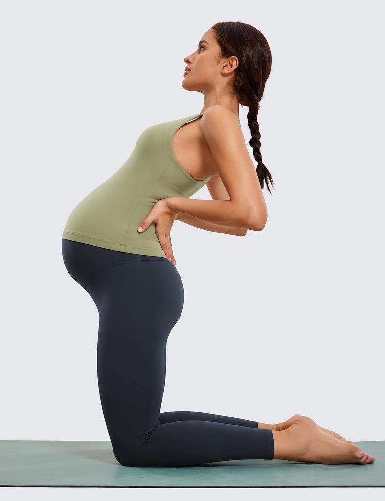 CRZ YOGA Maternity Yoga Maternity Cropped Asian Dark Size L Leggings, Wear, Tights, Length, Stretch, Fit, Butterluxe, 24"/60cm Inseam, Navy,