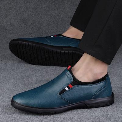 Fashion Blue Business Leather Shoes Casual Shoes for Men Slip-on Loafers Soft Italian Style Flats Super Light Moccasins Plus Size 37-46