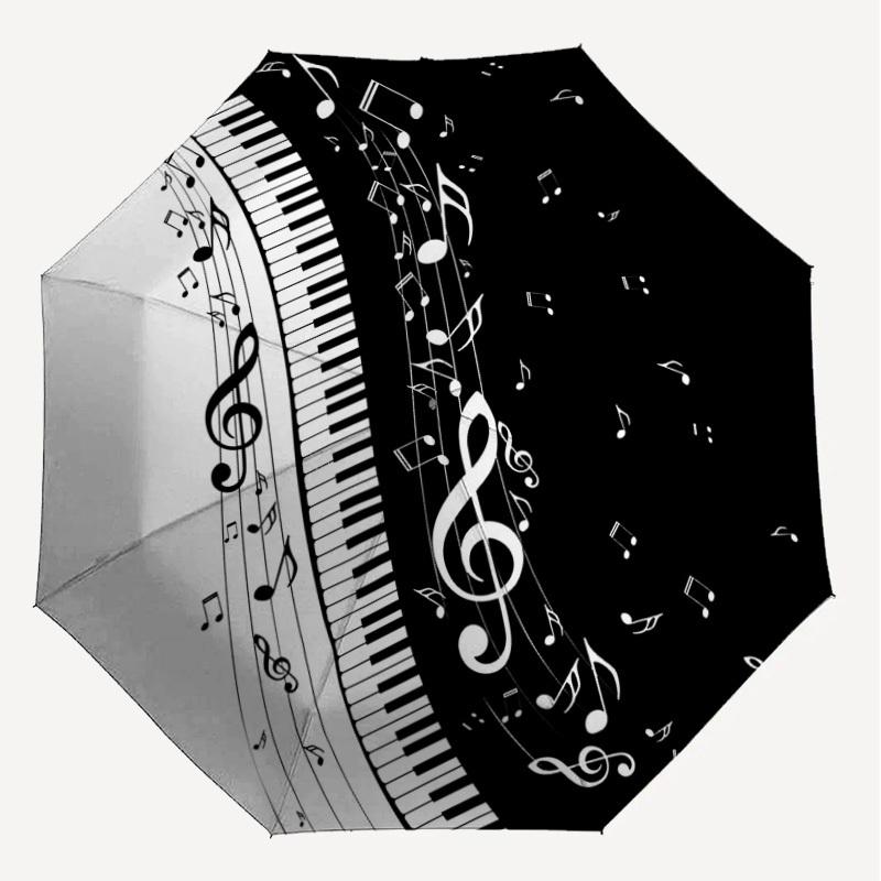 1PC piano music Umbrella-8-Rib Reinforced, Automatic Open, Lightweight & Durable, Cute Fashion Accessory for Outdoor-W185