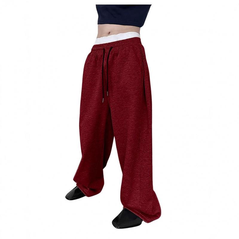 Men's 2025 European & American Style Wide-Leg Drawstring Sweatpants with Pockets
