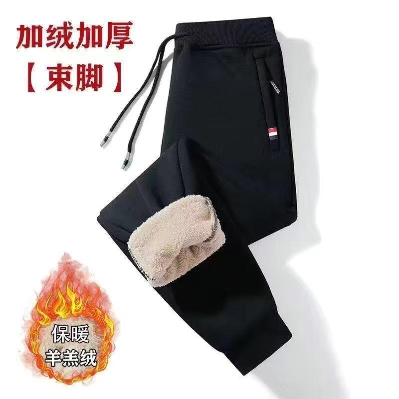 Fleece Pants Men's Autumn and Winter New Fleece Thickened Large Size Three-color Standard Zipper Sports Trousers