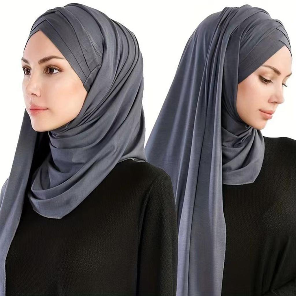 Religious Woman Middle East Headscarf Turbans Plain Color Arab Scarf Shawl Outdoor Headscarf for Woman Cycling Hiking
