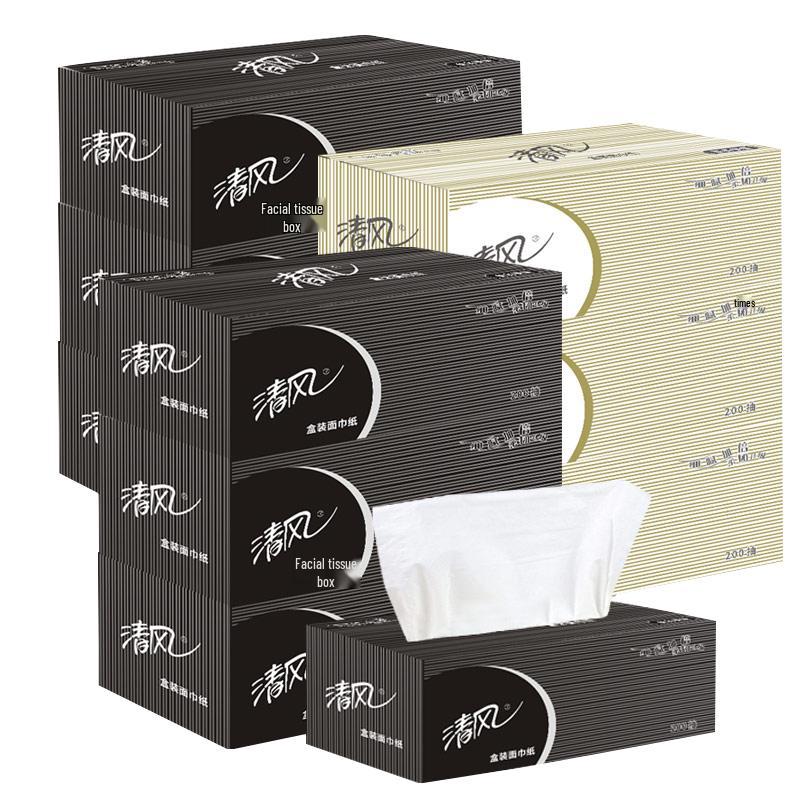 Qingfeng Boxed Facial Tissues, 2-Ply, 200 Pulls X 9 Boxes