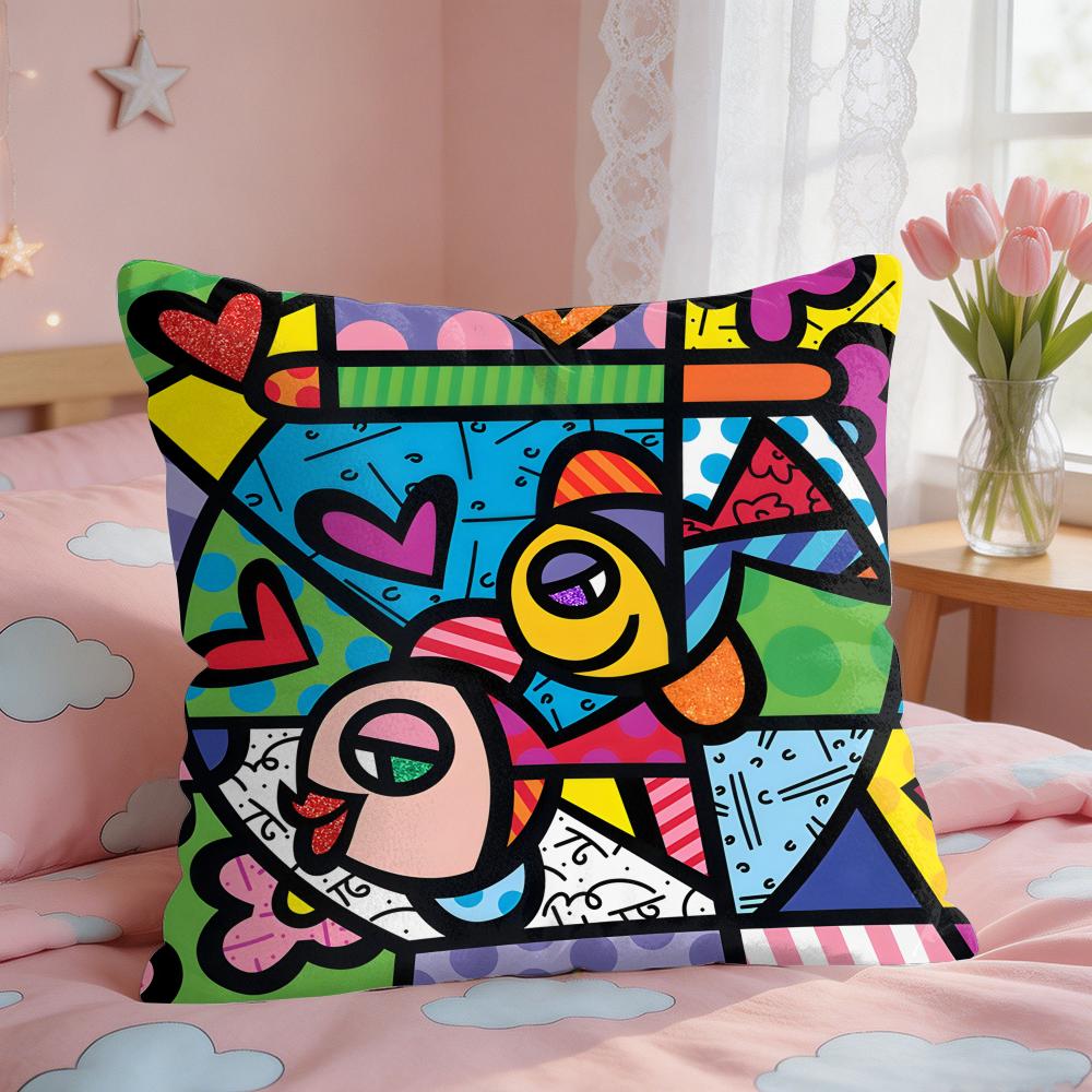 BBritto Art Design Abstract Cushion Cover Square Short Plush Pillow Case Living Room Sofa Home Decor Funda X