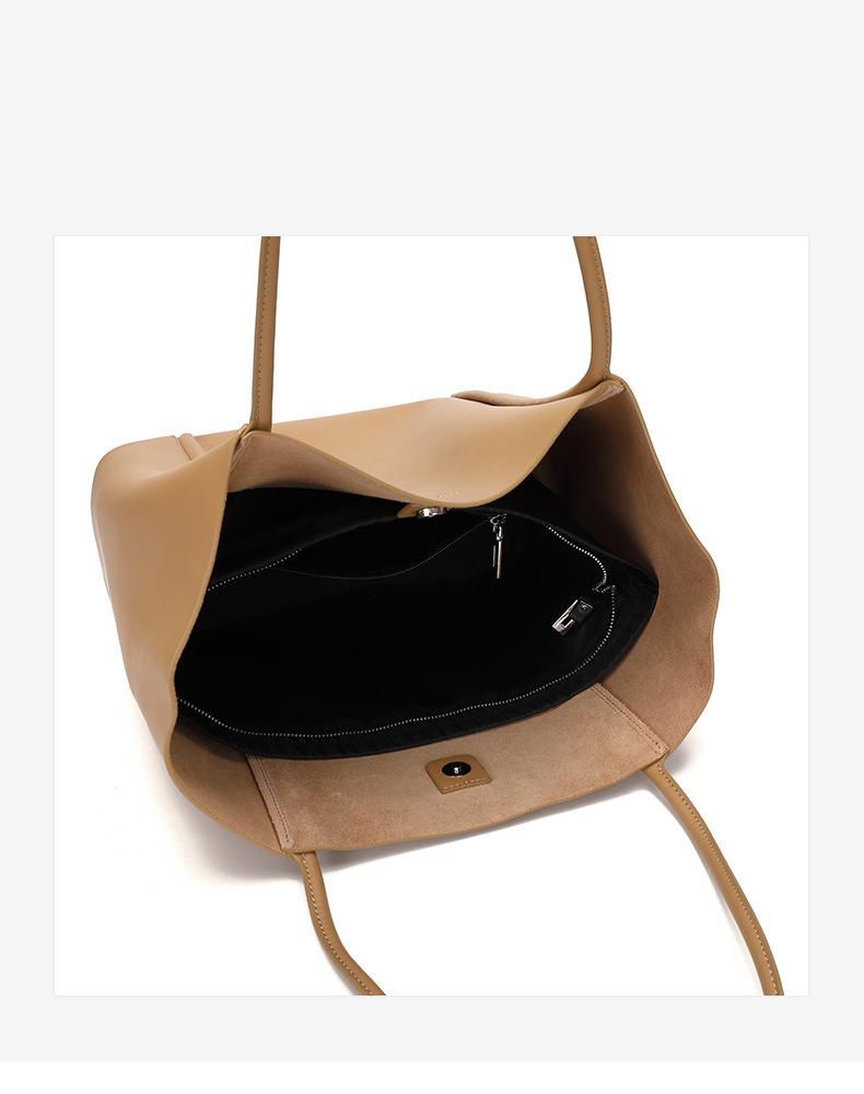 2026 New Genuine Leather Women's Bag Business Tote Bag Summer Handbag Cowhide Bag Commuter Shoulder Bag Women's Large Capacity