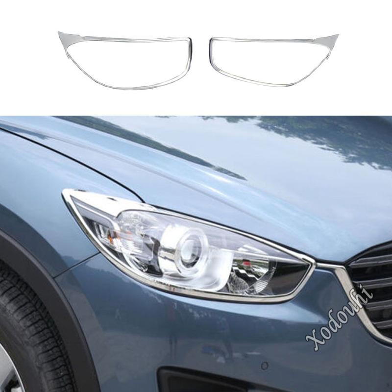 For Mazda CX-5 CX5 2012 2013 2014 2015 2016 Car Cover Front Head Light Lamp Detector Frame Stick ABS Chrome Cover Trim Eyebrow