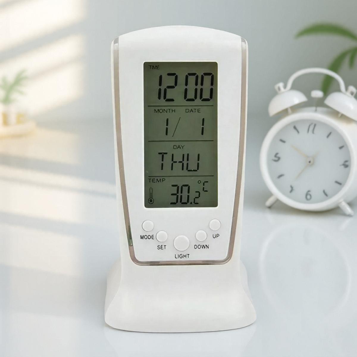 

D5 Цифровые часы Светодиодные настольные часы-будильник Настенные часы с отображением температуры Многофункциональные прикроватные часы Подсветка Предметы домашнего декора белый