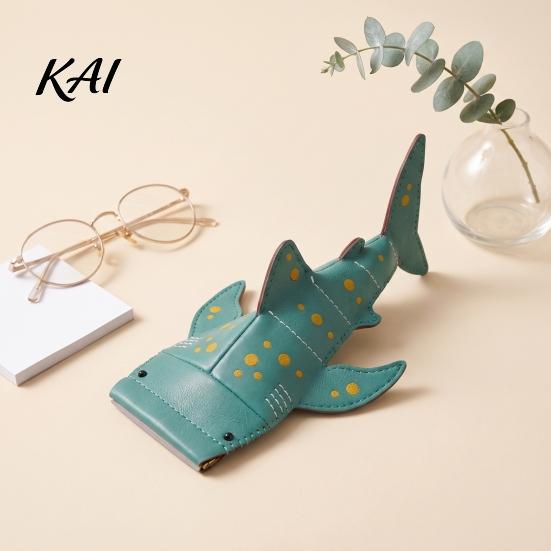 Duurzame Lensbeschermer Haaienshark Zonnebrilhoesje, Creatieve Faux Leren Etui, Brilhoesje Draagbare Brilhouders voor Kinderen Studenten,
