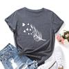 Cotton T-Shirt Short Sleeve Round Neck Women 2d Print Tops
