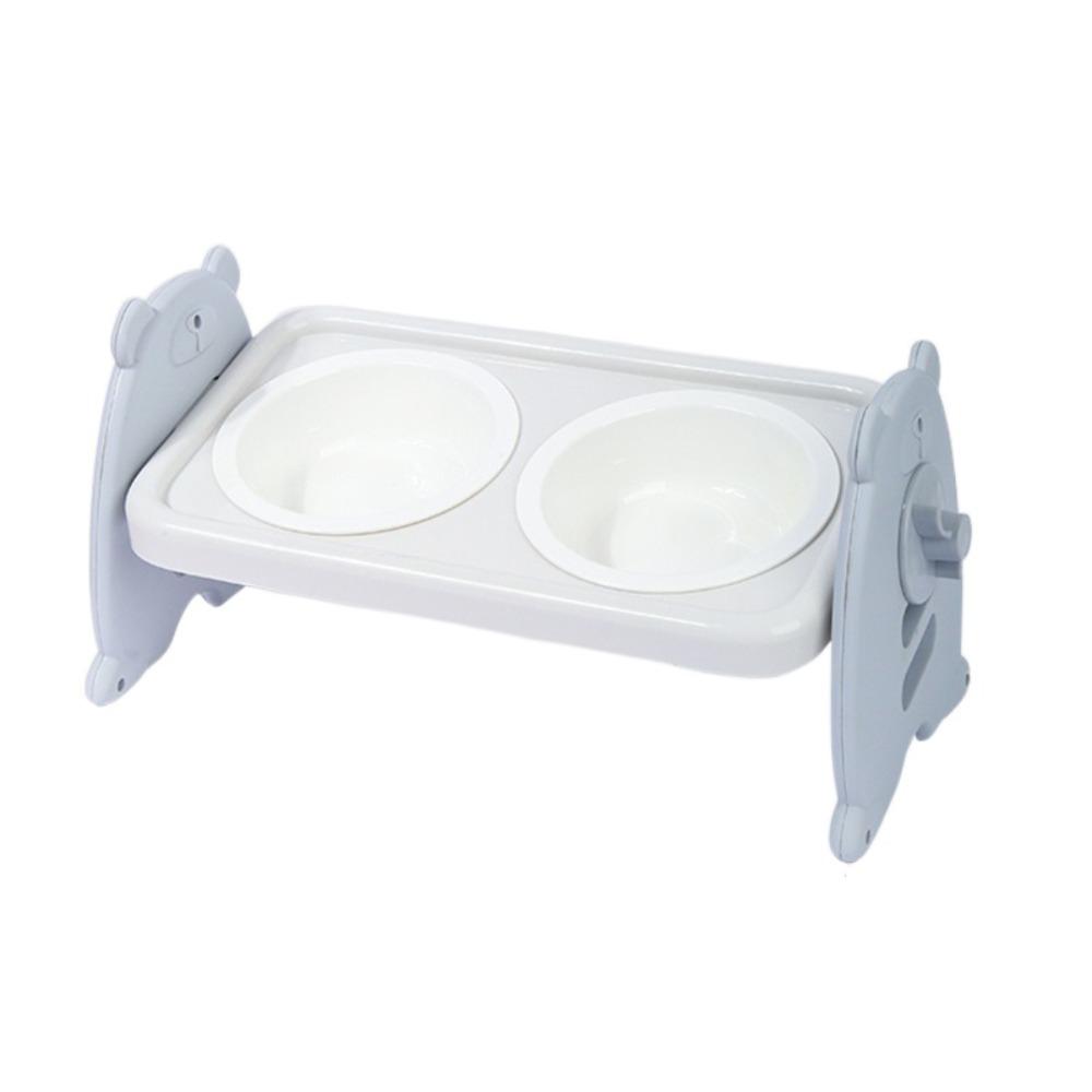 

Наклонная миска для питомцев из нержавеющей стали 15° с регулируемой высотой, милая двойная миска для кошек, дом Grey1