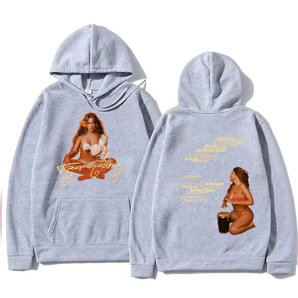 2025 Women's Multicolor Hoodies Karol G Tropicoqueta Tracklist Pullovers Hip Hop Long Sleeve Streetwear Unisex Y2K Clothes Tops