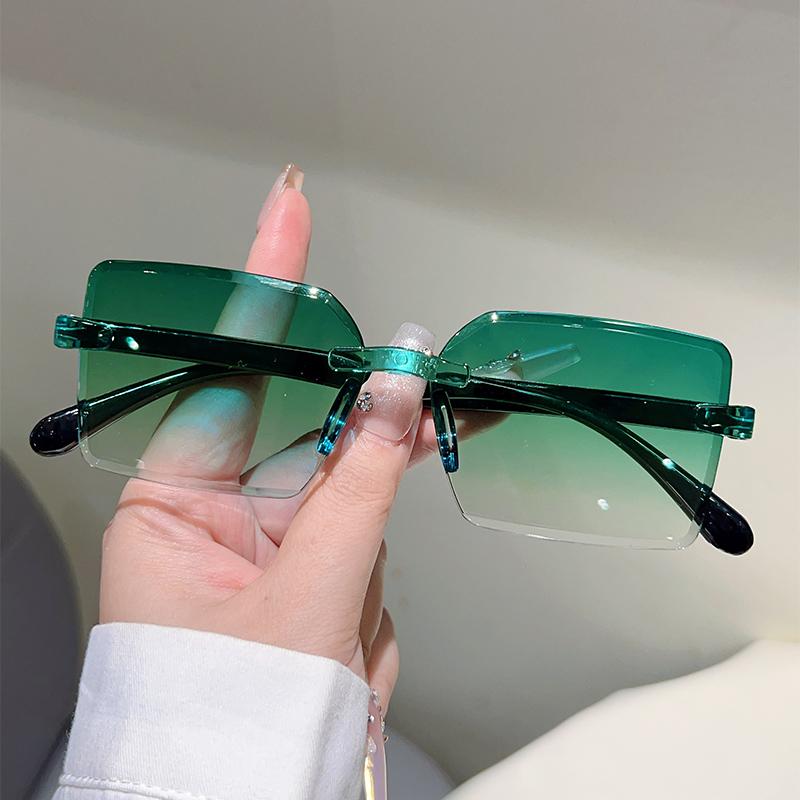 Rimless Square Sunglasses Fashion Vintage Gradient Outdoor Sun Glasses Women  Ins Trendy Brand Design Decor Shades