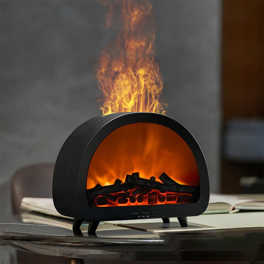 3D Aroma Diffuser with Fireplace Flame Effect RGB Ambient Lighting Remote Control and Long Runtime for Relaxation Spaces
