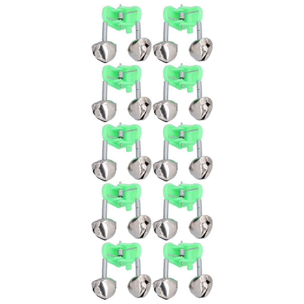10PCS Lot Rod Tip Clamp Bells Fishing Pole Fish Bite Lure Alarm Alert Twin Bell Ring Clip