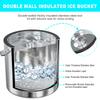 Insulated Ice Bucket with Silicone Lid, Tongs & Strainer, Double Wall Stainless Steel Ice Bucket for Parties and Bar Ice Bucket
