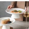 Round High Foot Fruit Tray Ceramic Snacks Dessert Plate Home Solid Color Tableware Bread Cake Display Plates Kitchen Accessories