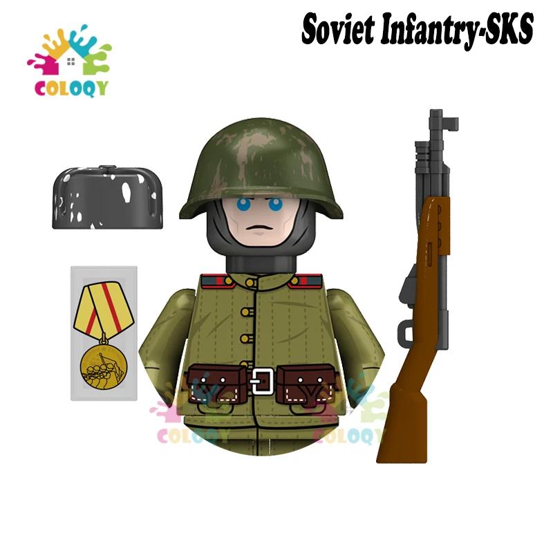 Kids Toys WW2 Military Army Sets Building Blocks Soviet US China Soldiers Mini Action Figures Medal Toys For Kids Birthday Gifts