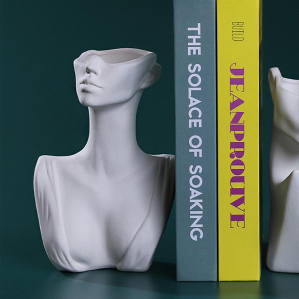 Ceramic Face Vase Human Body Female Form Bust Flower Vase for Table Shelf Living Room Office Bedroom Decor