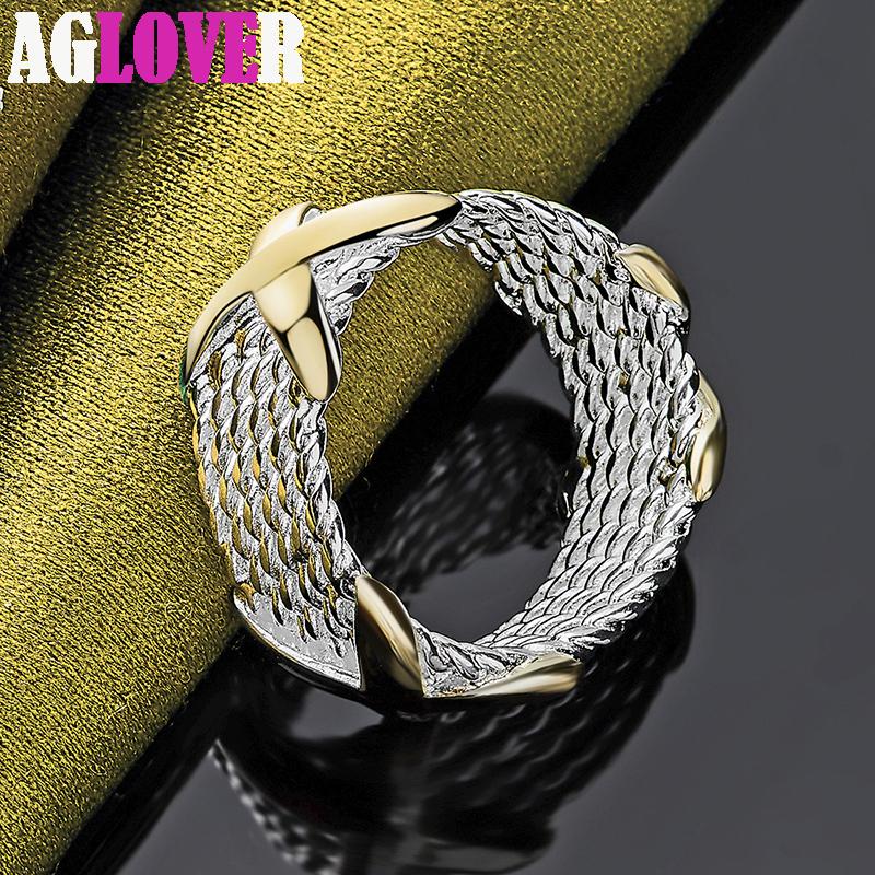 925 Sterling Sølv Gull Letter X Ring smykker