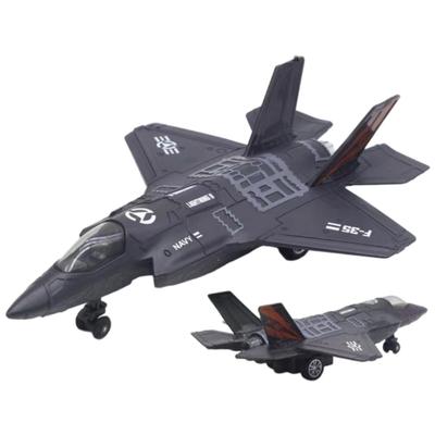 F35 American Fighter Jet Die-Cast Model Toy - Realistic Black Airplane Replica for Kids
