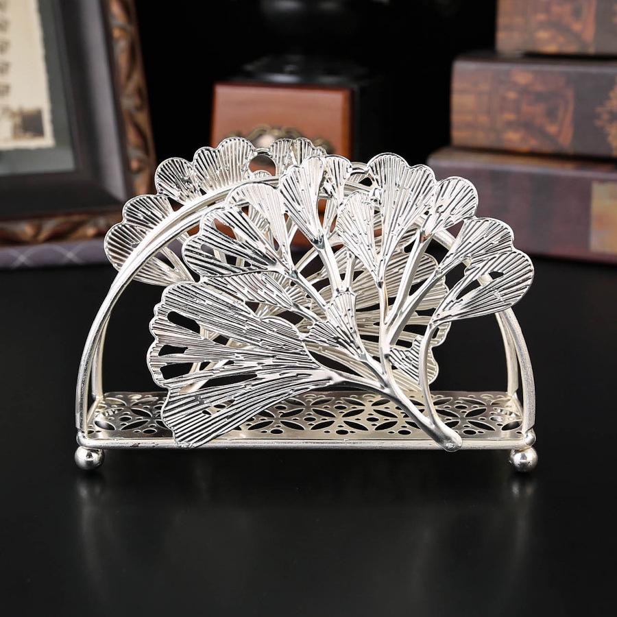 Maple Leaf Tissue Clip Light Luxury Desktop Tissue Clip Vertical Hotel Restaurant Cafe Wrought Iron Gold Tissue Rack Household