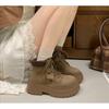 Four Seasons Retro New Fashion Versatile Martin Boots Women's Frosted Thick-soled Big Yellow Boots Casual Shoes
