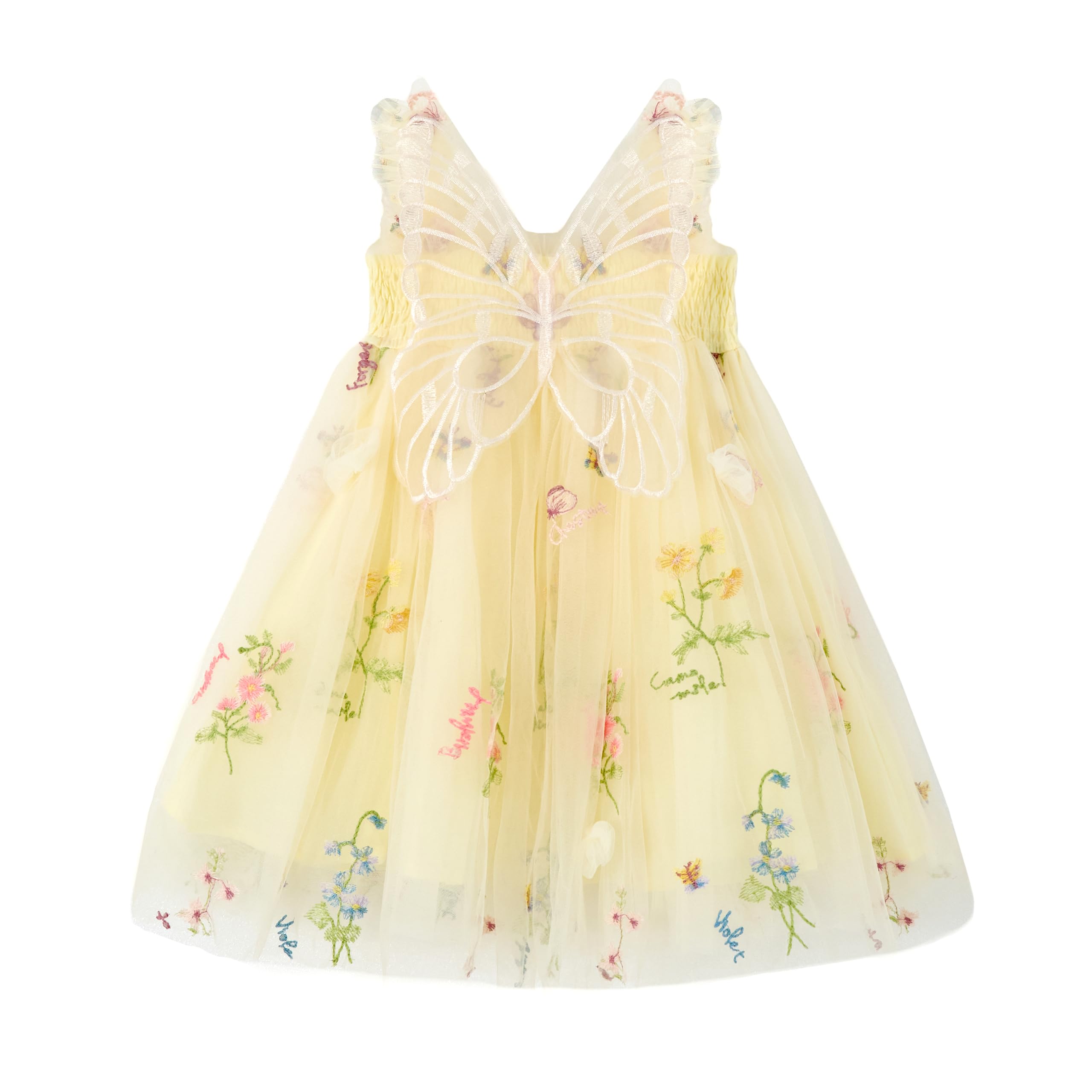 

Miipat Baby Dress for Butterfly Tulle Dress with Floral Perfect for First and Commemorative Sizes Girls, Kids, Embroidery, Cute, Birthdays, Weddings,