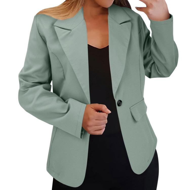 Trendy Elegant Women's Casual Oversized Blazer Jacket Business Suit Coat Solid Button Lapel Long Sleeve Loose Outwear