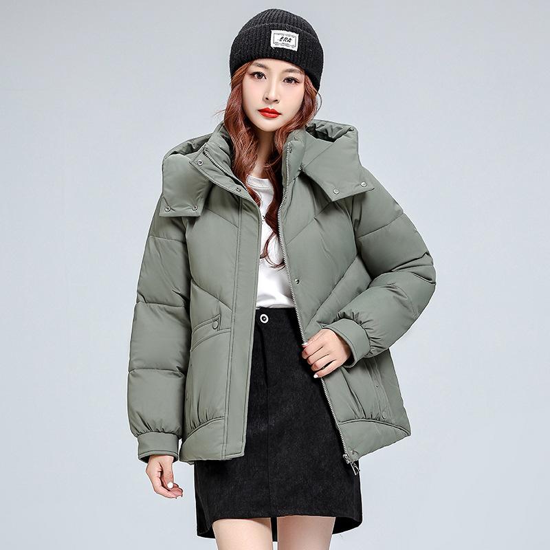 Women's windproof lightweight fluffy hooded warm cold loose short section casual sports high quality fabric jacket cotton jacket coat