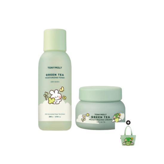 Tonymoly Minini The Chok Chok Green Tea Watery Skin Care Set (Toner 200ml & Cream 100ml)