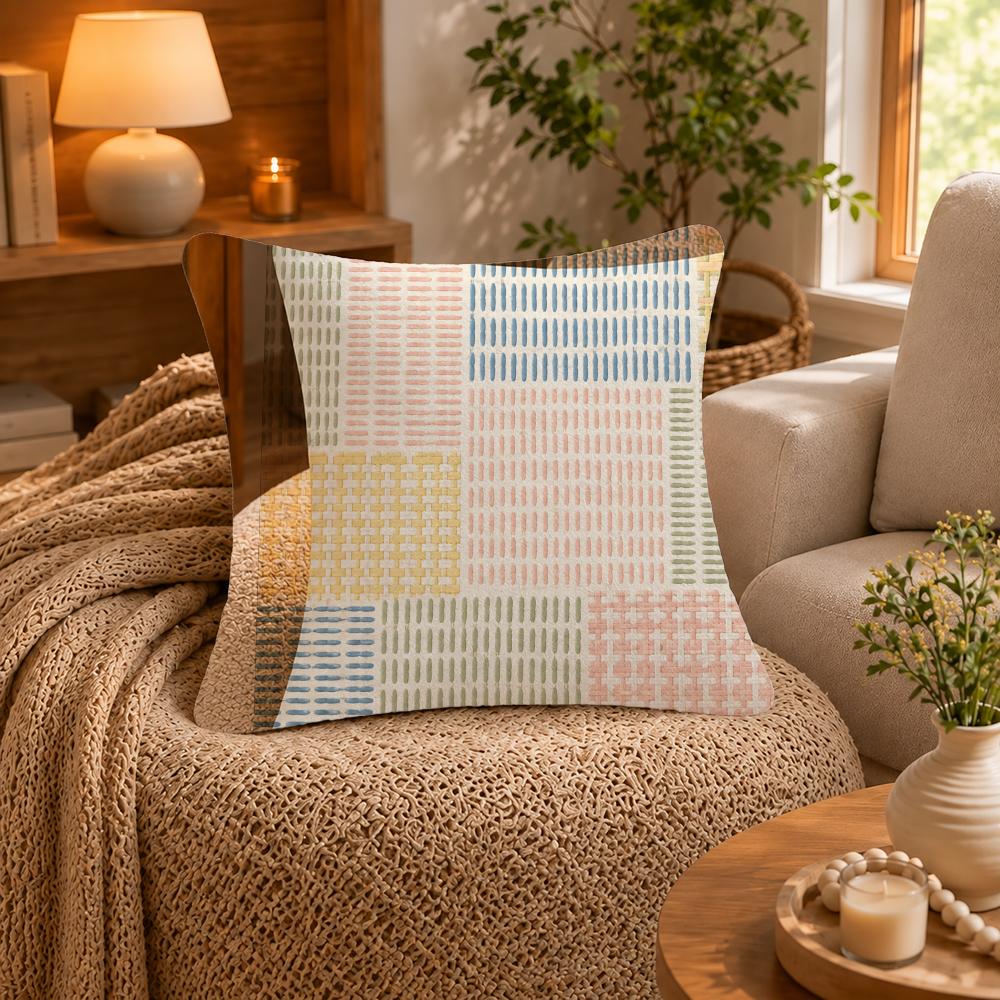 Pattern Weaving Cushion Cover Short-Plush Cushion Cover Pillowcase — Suitable For Sofas Bedrooms And Home Decor