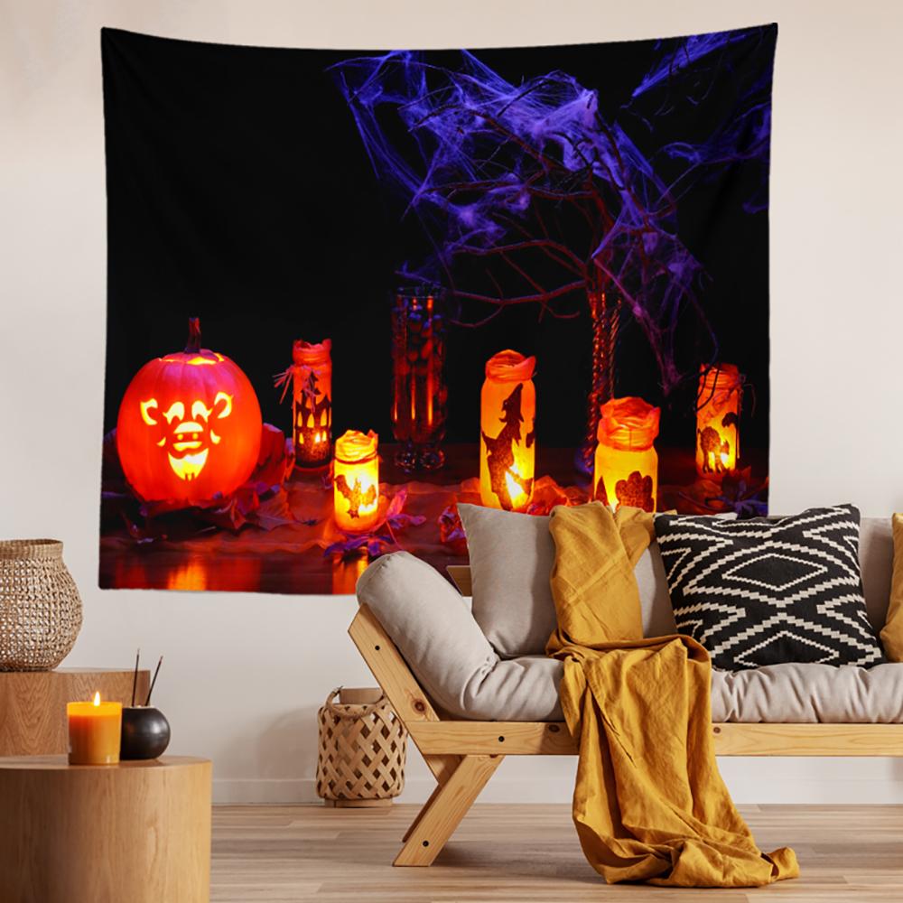 Halloween Horror Pumpkin Print Pattern Tapestry Ceiling Home Living Room Bedroom Wall Decoration Tapestry 230x180cm