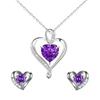 Love At First Sight Heart Zirconia Necklace & Earring Set - Versatile Heart Pendant Clavicle Chain
