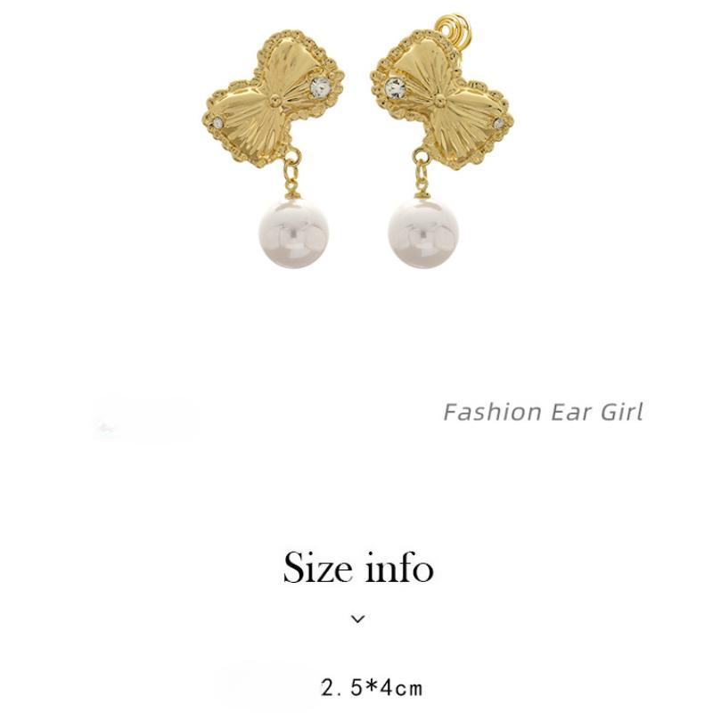 Exquisite Rhinestone Bow Pendant Imitation Pearl Mosquito for Women Ear Pierceless Ear Clips