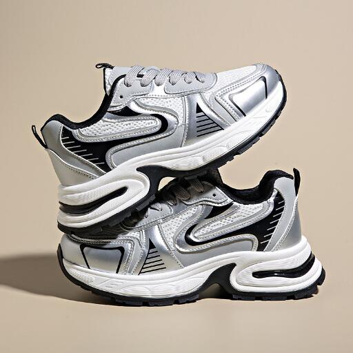 

New pop shoes female spring student sports running shoes female casual shoes platform sneakers shoes C1373 35 срібний