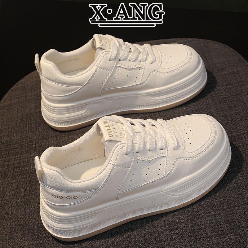 First layer cowhide little white shoes women's shoes thick baseplate shoes women's autumn new student shoes casual sports shoes
