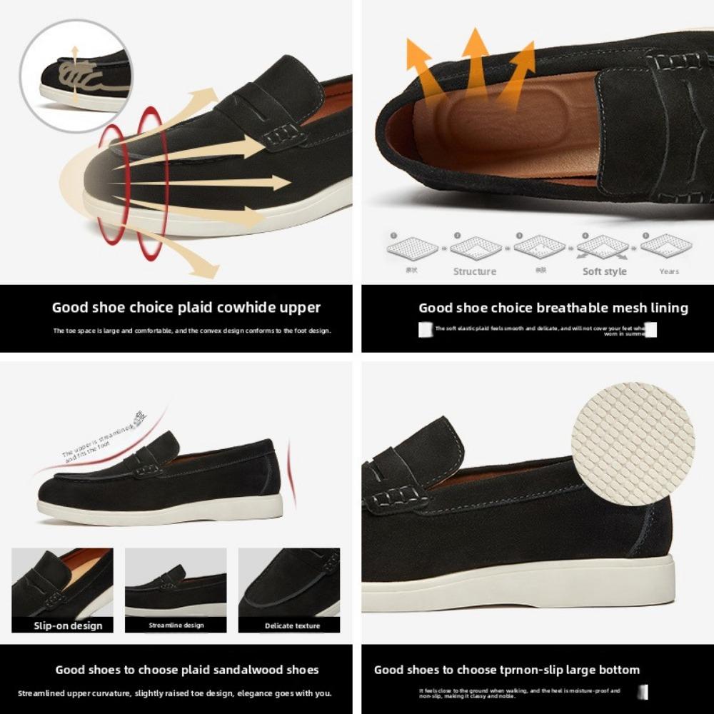 Mocassini da Uomo Stile Britannico Pelle Scamosciata Slip-On Scarpe Casual da Uomo Comodi Mocassini da Guida