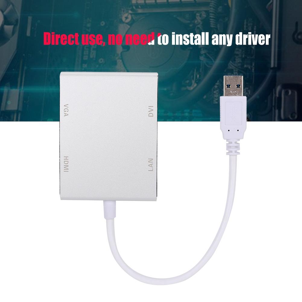 High Quality MultiFunctional Aluminum Alloy USB 3.0 To VGA HDMi LAn TDVI Converter Adapter