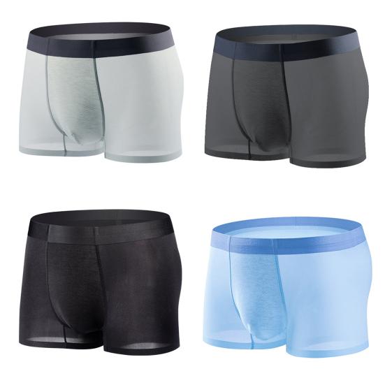 Soft Men Briefs Ultra-thin Mid Waist Ice Silk Summer Boxers