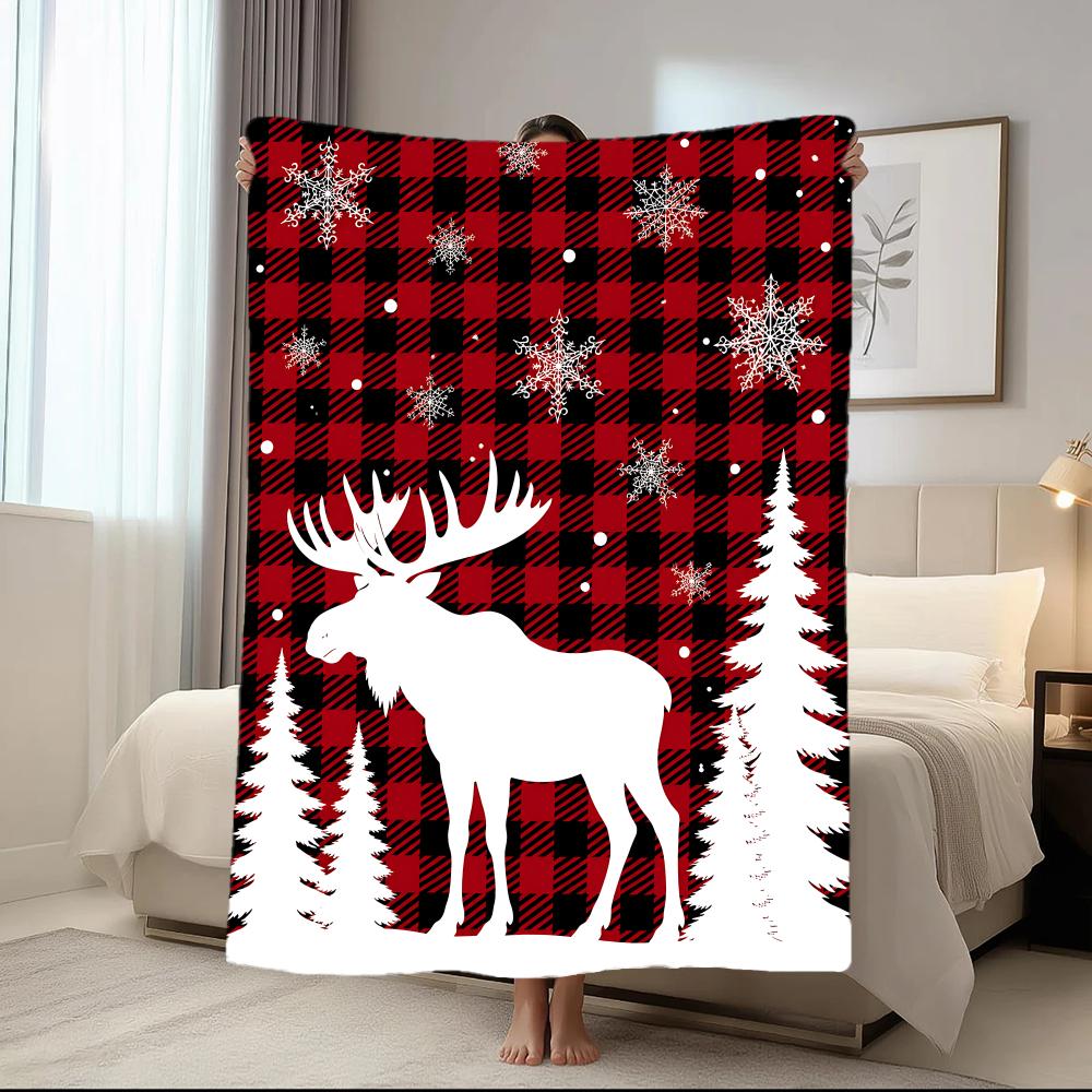 Red Plaid Winter Pack Throw Short Plush Throw Blanket Soft Skin-Friendly Multi-Scene Home Office