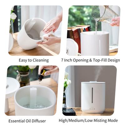 Umidificator 2.8L cu umplere superioară, control prin aplicație, difuzor de uleiuri esențiale cu lumină albă caldă, silențios