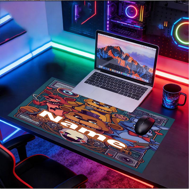 Benutzerdefinierter Name Personalisierte Five Nights at Freddy's Muster Mauspads, Laptop PC Schreibtischmatte, Dekorative Schreibtischmatte für Zuhause Tastaturpad Geschenk