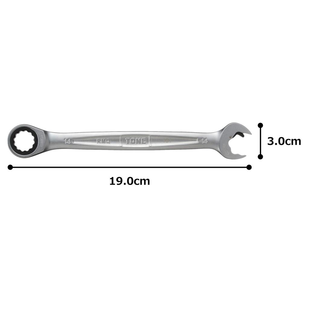 TONE Quick Ratchet Combination Wrench 14mm Jaw Opening HPRMQ-14,