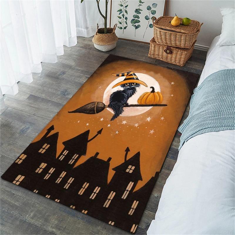 Cartoon Cat Pattern Large Carpet Decoration Room Living Room Home Floor Mat Handsome Mage Cat Bedroom Room Decoration Carpet