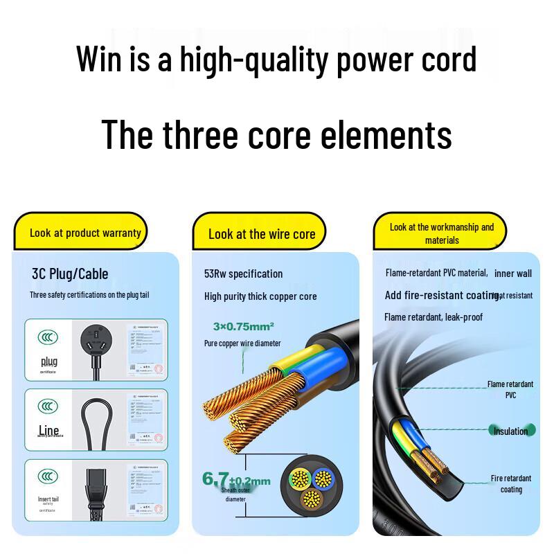 Shengwei 3-Pin AC Power Cord