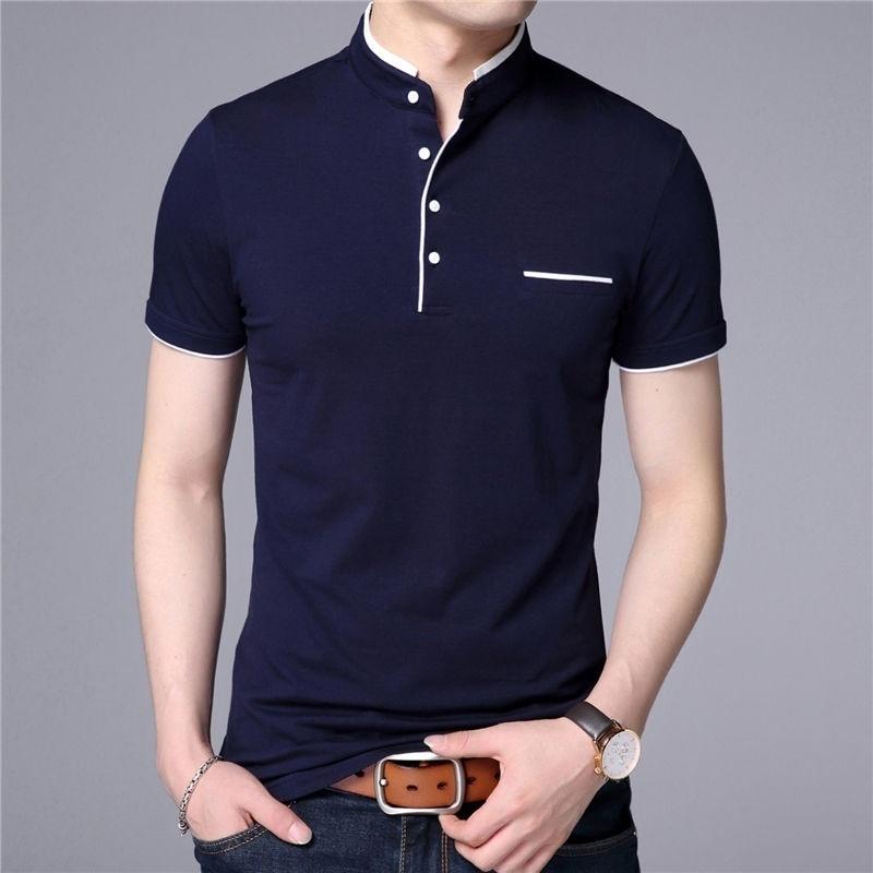Plus Size Men Summer Casual Top Slim Printing Cotton Short Sleeves Polo Shirt