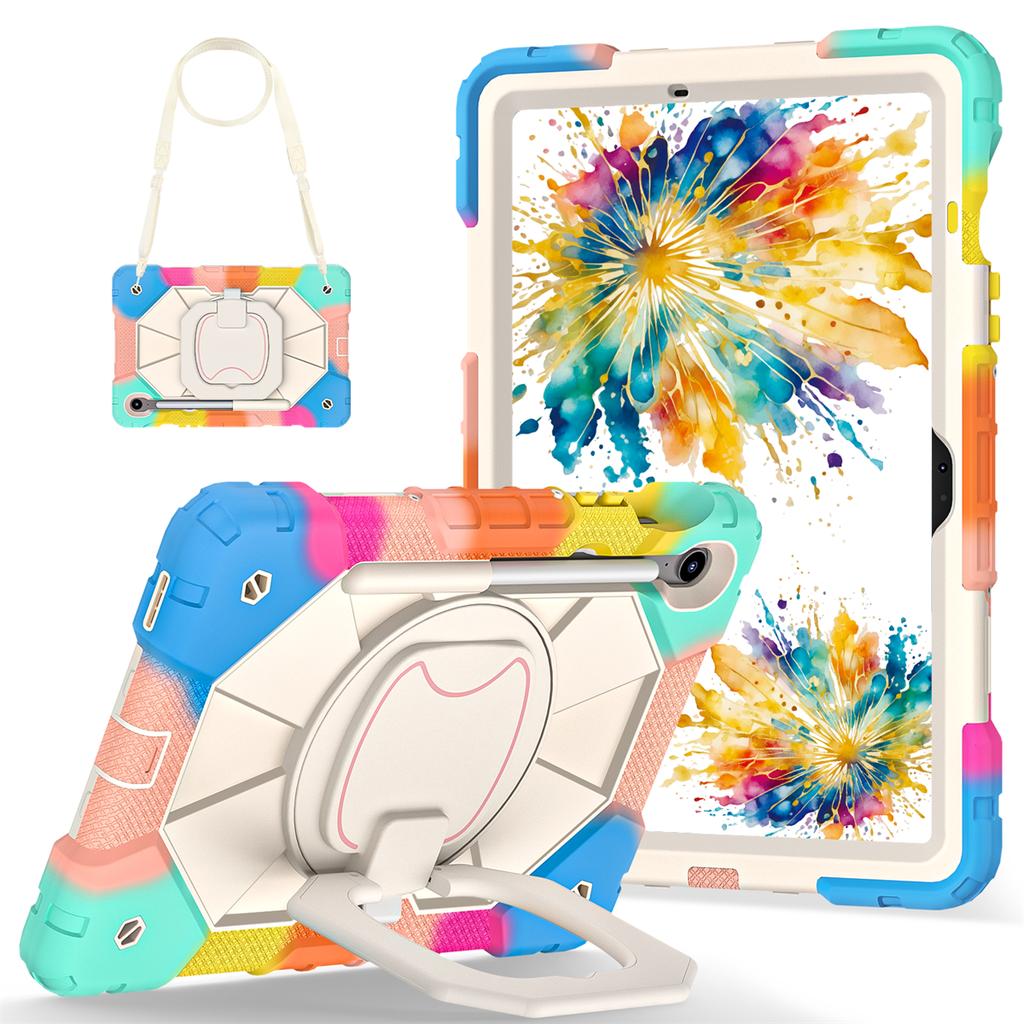 For Samsung Galaxy Tab S10 FE/Tab S9/Tab S9 FE.360° Rotating Grip Heavy Duty Protection Stand TPU+PC 3in1 Anti-knock Shockproof Tablets PC Case