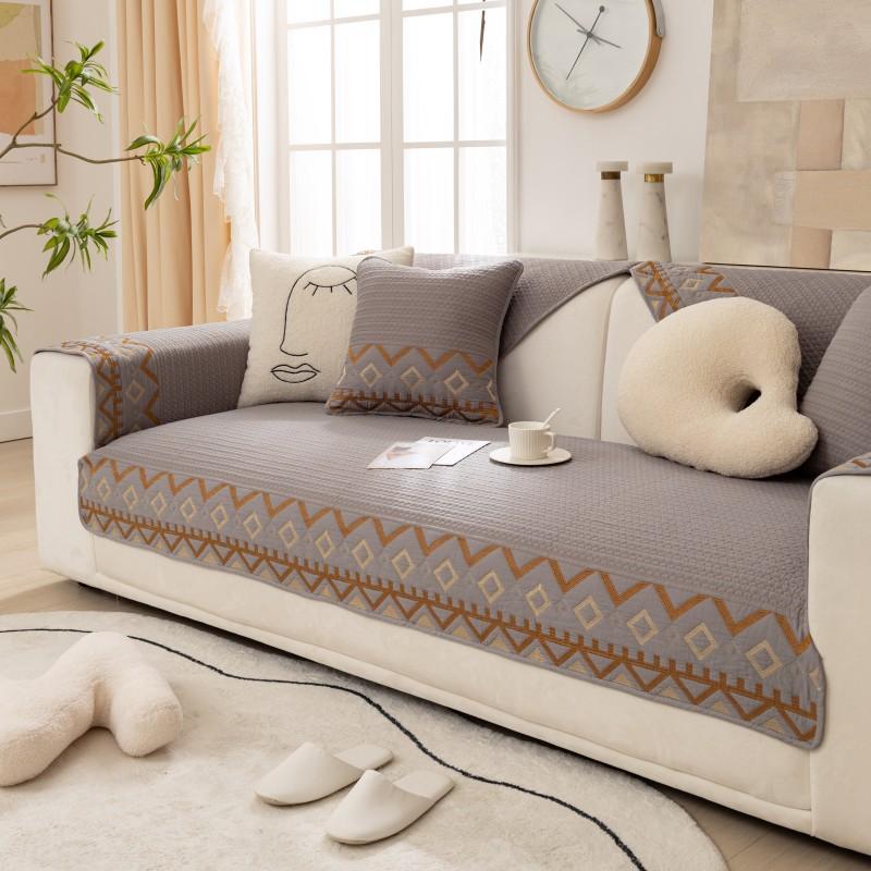 Four Seasons General Cotton Color Embroidered Sofa Cushion Modern Simple Fabric Non-slip Sofa Cushion Towel