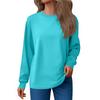 Women's Fashion Loose Round Neck T-Shirt Solid Color Casual Long Sleeve Top