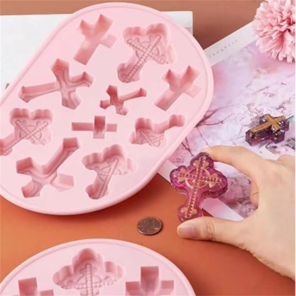1 Pcs 10-Cavity Cross Shaped Silicone Mold-Versatile Tray for Handmade,Biscuit,Candy,Chocolate,Fondant,Cake&Resin Jewelry Making